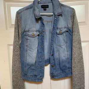Juniors XL Jean jacked with sweater sleeves